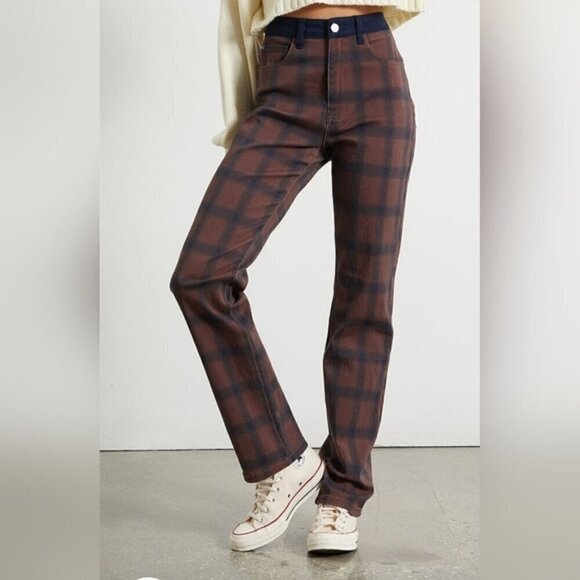 WeWoreWhat Jean Women 27 Colorblock Plaid Twill Bohemian Y2K Preppy Icon NEW - Picture 1 of 16